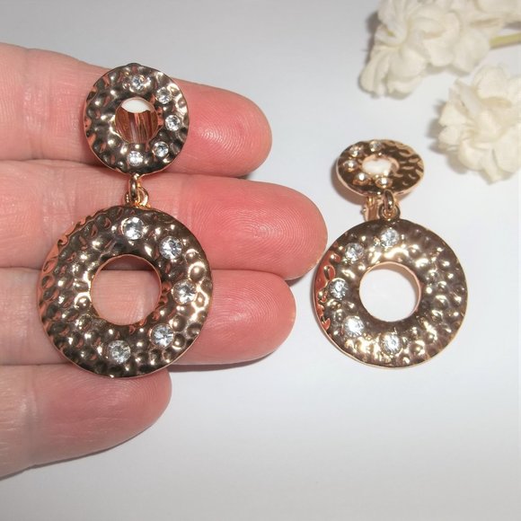 Pre-owned, CLIP ON Earrings, Rose Gold Earrings, Rose Gold Hoops, Earring 7997 - Picture 5 of 5